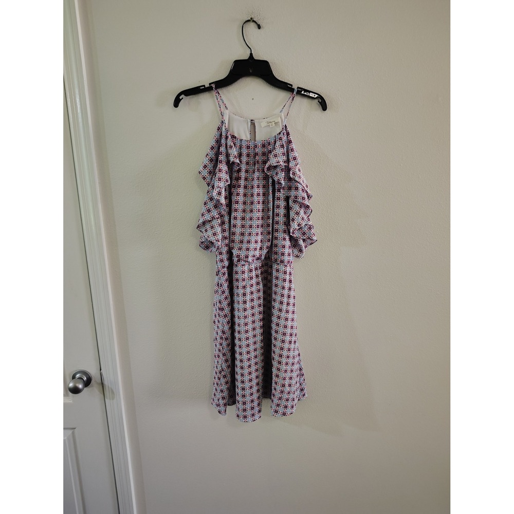 Takara Womens XL Cold Shoulder‎ Ruffle Sleeve Geometric Halter